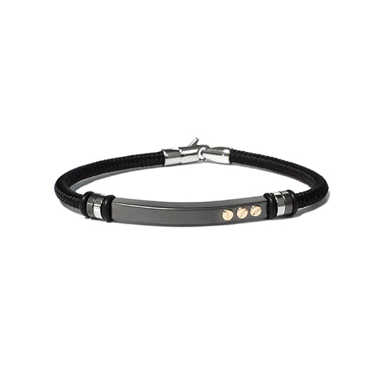 Black Stainless Steel and Nautical Rope Bracelet