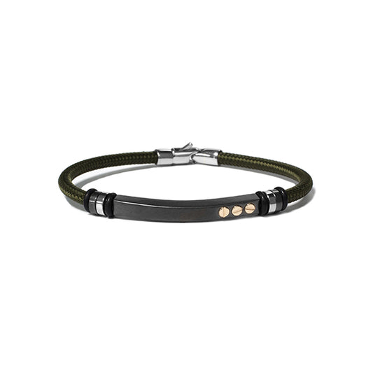 Army Green Stainless Steel and Nautical Rope Bracelet