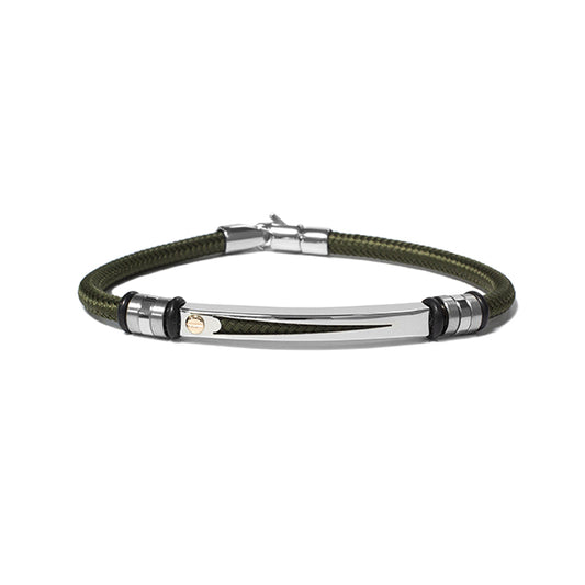 Army Green Stainless Steel and Nautical Rope Bracelet for Men