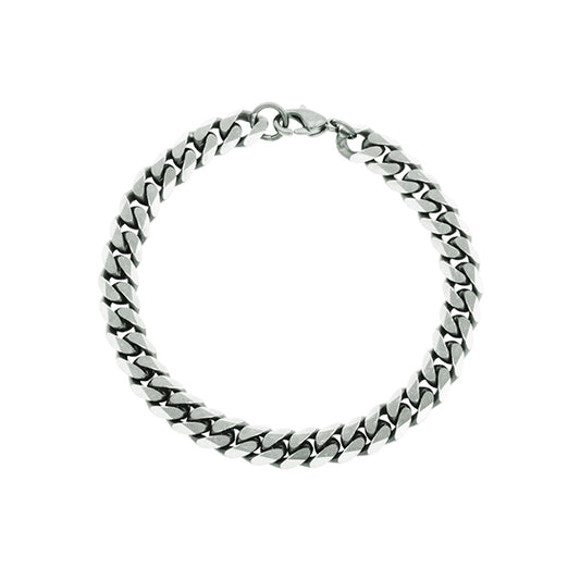 Silver Satin Flat Cable Chain Bracelet
