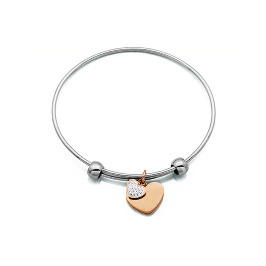 Elegant Stretchable Bangle with Heart Charms