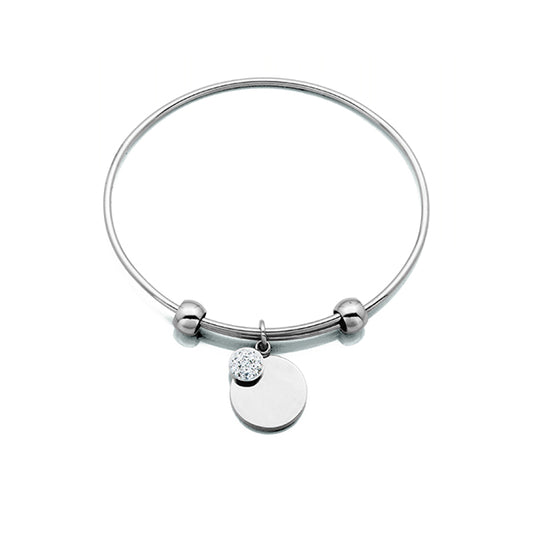 Silver Stretchable Bangle with Round Charms 