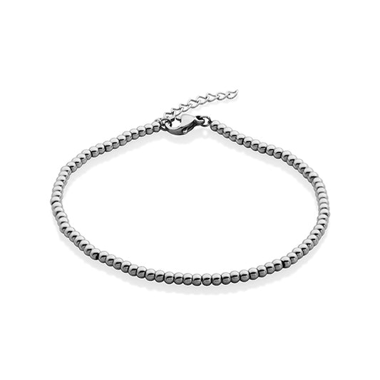 Elegant Silver Stainless Steel Bead Bracelet