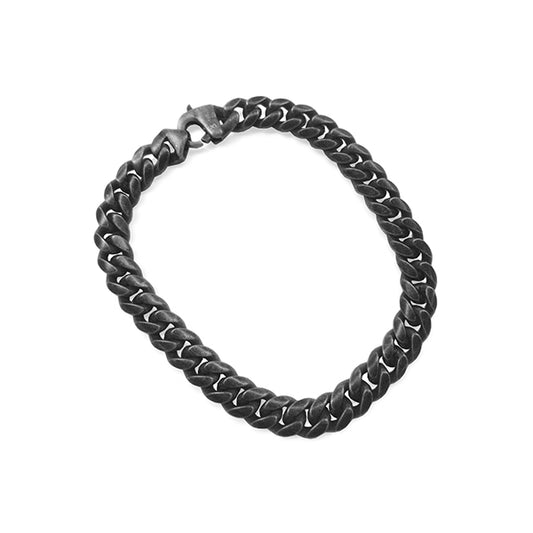 Black Curved Curb Chain Bracelet for Men