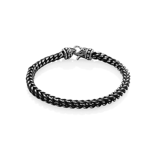 Elegant Antique Silver Round Curb Bracelet for Men