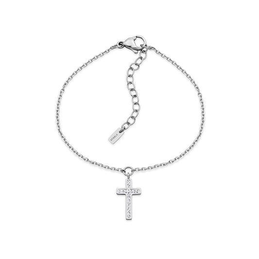 CJ Steelx Cross Bracelet - Silver