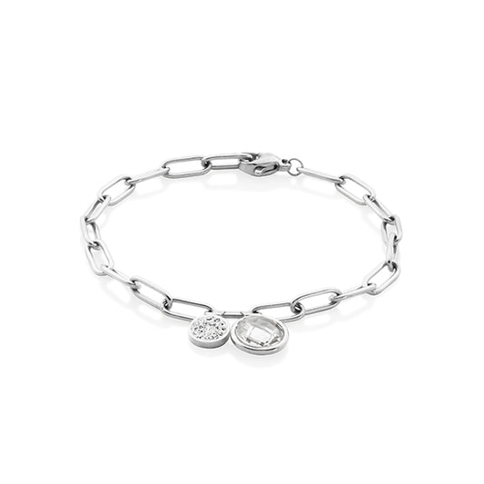 Silver Link Chain Bracelet with Preciosa Crystal