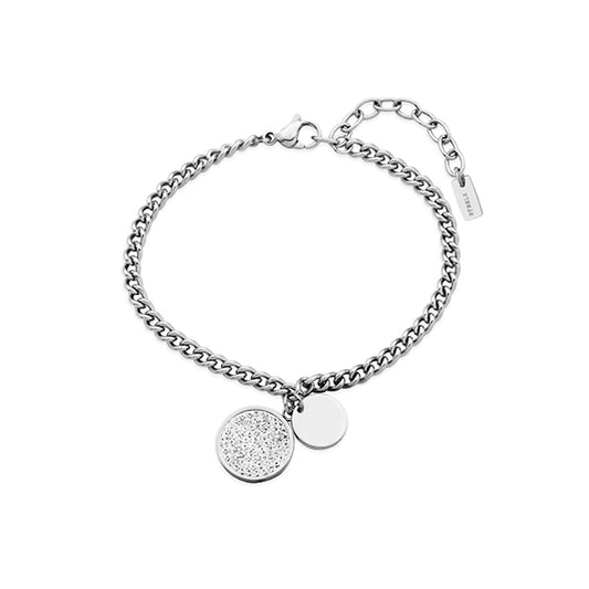 CJ Steelx Micropave Crystal and Disc Charm Bracelet