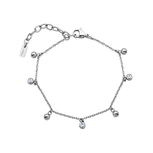 CJ Steelx Bezel CZ and Bead Bracelet