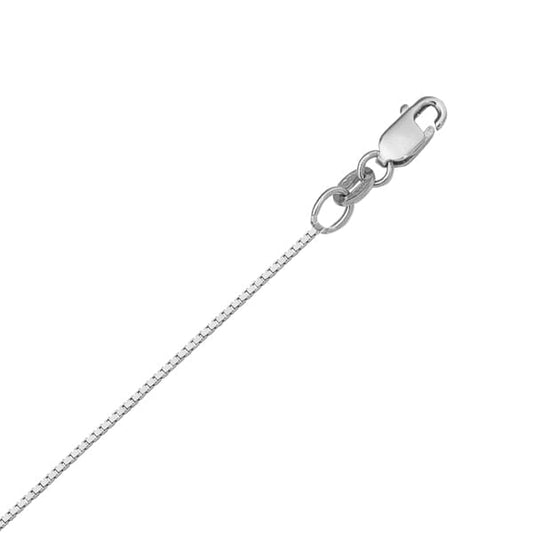 14K White Gold Box Chain Necklace 