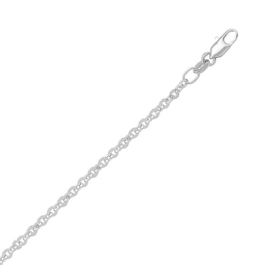 14K-White-Gold-18"-Necklace---Cable