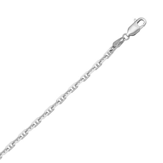 14K-White-Gold-18"-Necklace---Anchor