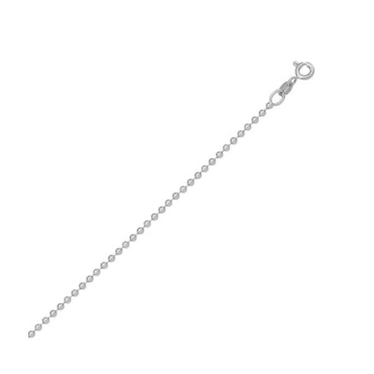 14K-White-Gold-18"-Necklace---Bead