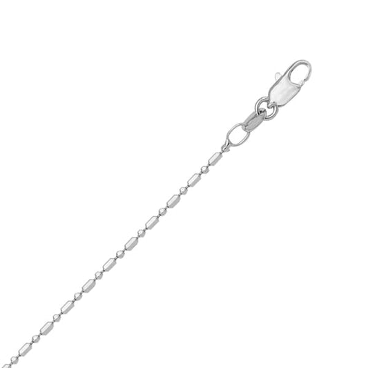 18"-14K-White-Gold-Alternating-Diamond-Cut-Ball-Chain-Necklace---2.52gm