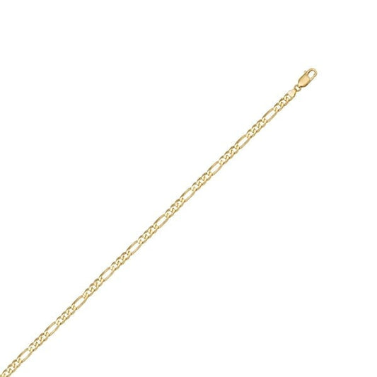 18" 14K Yellow Gold Hollow Figaro Chain Necklace