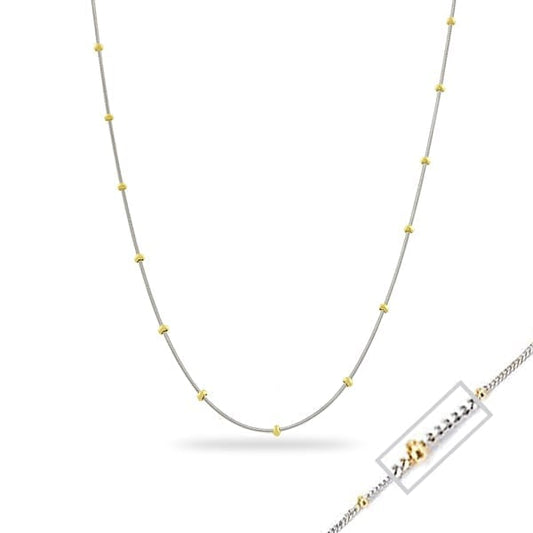 20" 14K Two-Tone Gold Saturn Chain Necklace