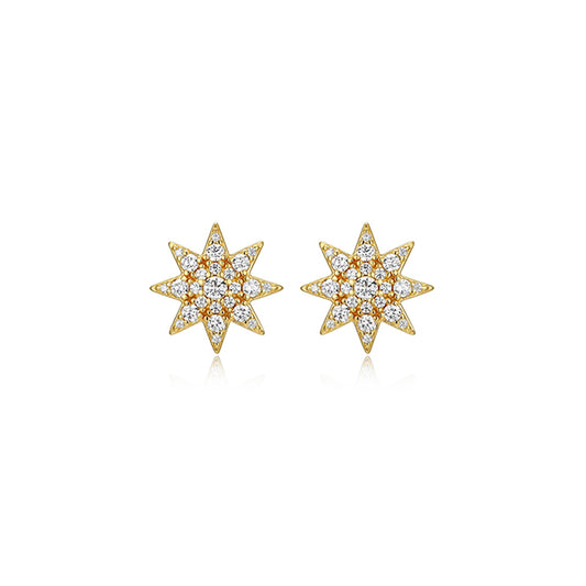Goddess Diamondlite Cubic Zirconia Star Stud Earrings - Gold