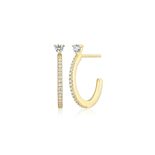 Diamondlite Cubic Zirconia Ultra-fine Pave 19mm Half Hoop Earrings - Gold