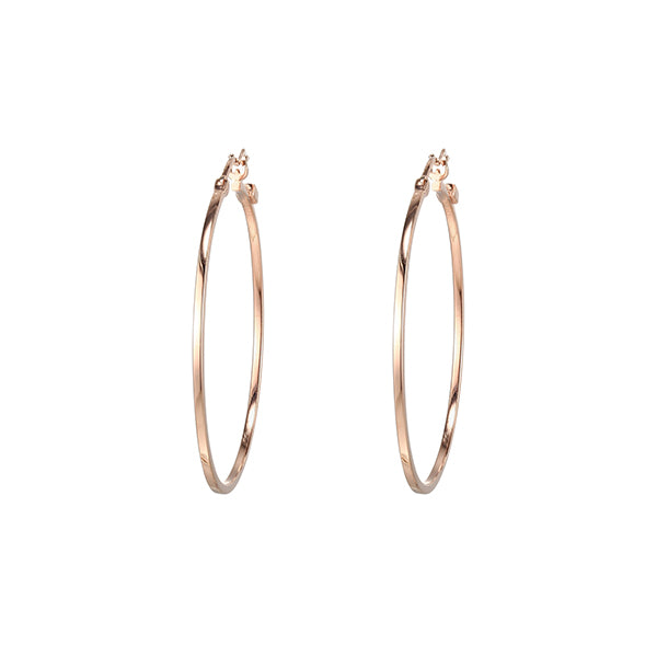 ELLE "Hoops" Sterling Silver 45mm Square Tube Earrings - Rose Gold