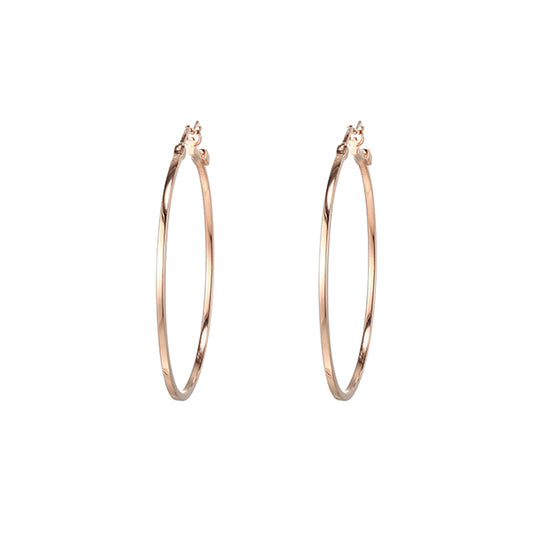 ELLE "Hoops" Sterling Silver 45mm Square Tube Earrings - Rose Gold