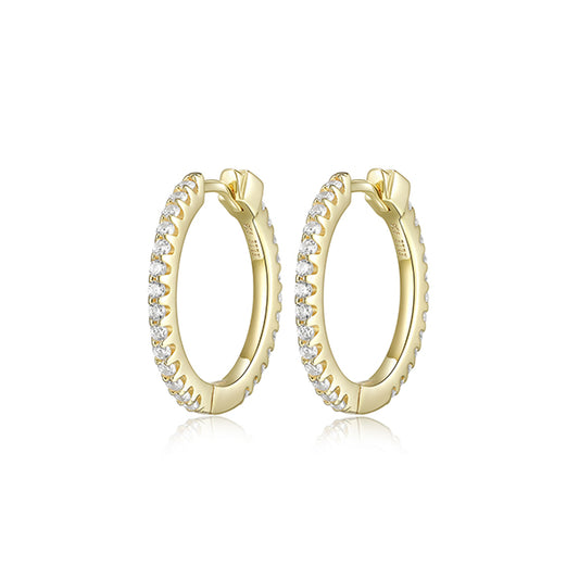 ELLE "Stardust" 20mm Hoop Earrings with Clear Cubic Zirconia - Gold