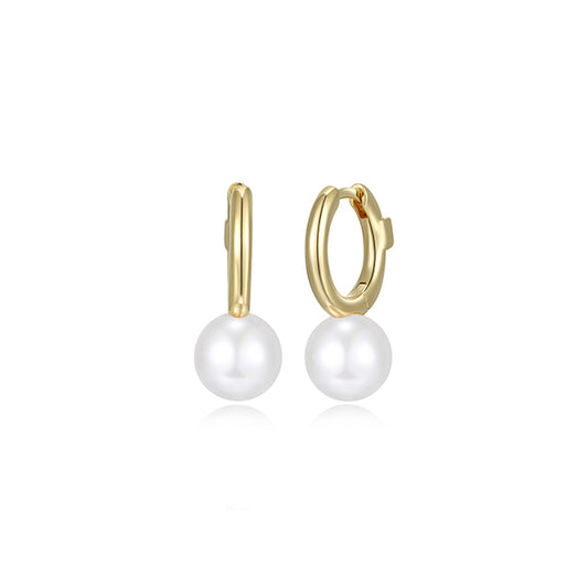 ELLE "Simpatico" 12mm Huggie Hoop with Pearl Earrings - Gold