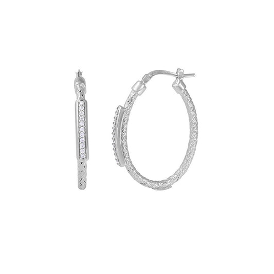 Charles Garnier Diamondlite Sterling Silver "MARIN OVAL" 30mm Oval Hoop Earrings - Silver