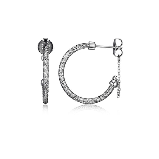Charles Garnier Sterling Silver "HOOP" Rhodium Plated 24mm J Hoop Earrings - Silver