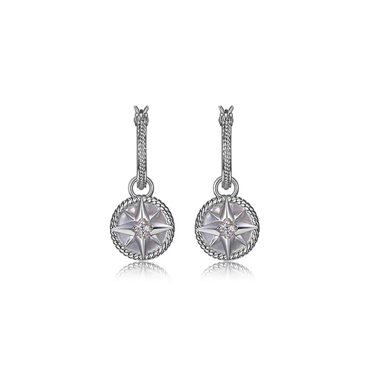 Charles Garnier Sterling Silver "STELLA" Star Dangle Lever Back Earrings with Cubic Zirconia - Silver