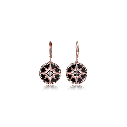Charles Garnier Sterling Silver "STELLA" Star Dangle Lever Back Earrings with Cubic Zirconia - Rose Gold