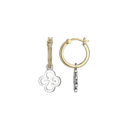 Charles Garnier Sterling Silver "MONOGRAM" 12mm Hoop Earrings - Gold and Silver