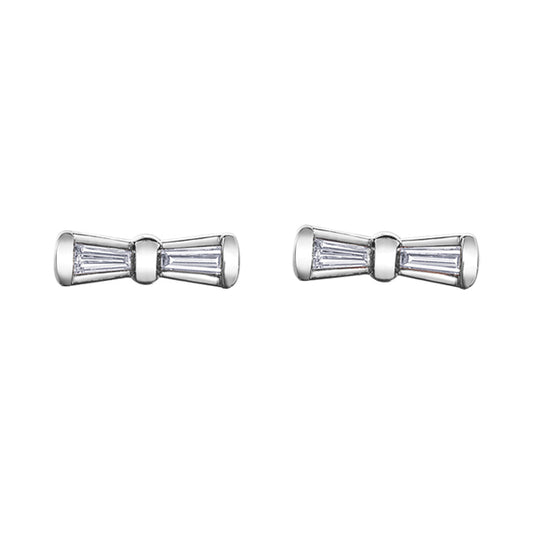 Diamond Bow Stud Earrings in 10K (0.12 CT. T.W.) - Silver