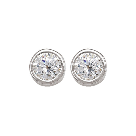 Elegant Real Gold Zirconia Silver Stud Earrings