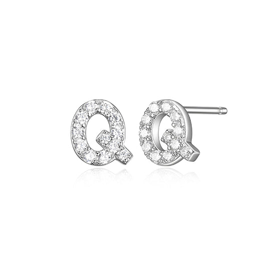 Diamondlite Cubic Zirconia Mini Initial Q Earrings - Silver