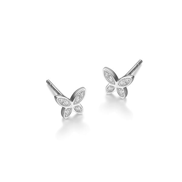 Diamondlite Cubic Zirconia Mini Butterfly Stud Earrings - Silver