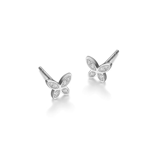 Diamondlite Cubic Zirconia Mini Butterfly Stud Earrings - Silver