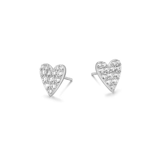Diamondlite Cubic Zirconia Elongated Heart Stud Earrings - Silver