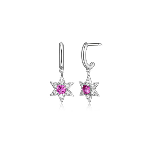 Diamondlite Cubic Zirconia "Mystique" Sapphire Star Earrings - Silver