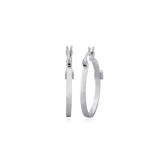 ELLE "Hoops" Sterling Silver Square Tube Hoop Earrings - Silver