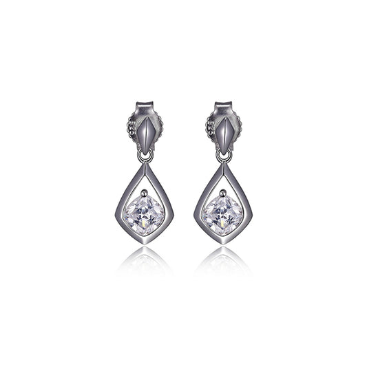 ELLE "Promise" Sterling Silver Cubic Zirconia Post Earrings - Silver
