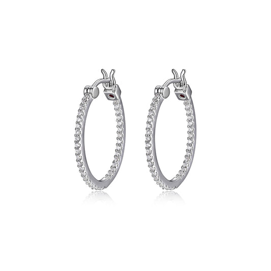 ELLE "Rodeo Drive" Sterling Silver Cubic Zirconia Inside Out 24 x 20mm Hoop Earrings - Silver
