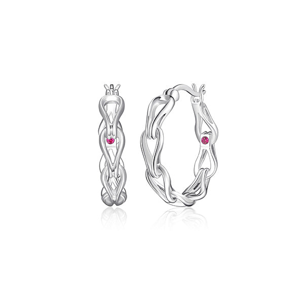 ELLE "Coalesce" Sterling Silver Link Hoop Earrings - Silver