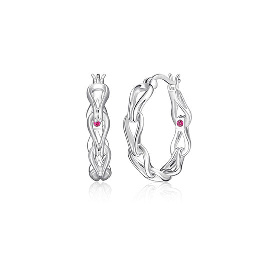 ELLE "Coalesce" Sterling Silver Link Hoop Earrings - Silver