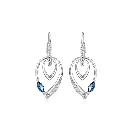 ELLE "Swing" Topaz and Pave Cubic Zirconia Double Pear Shape Dangle Earrings - Silver