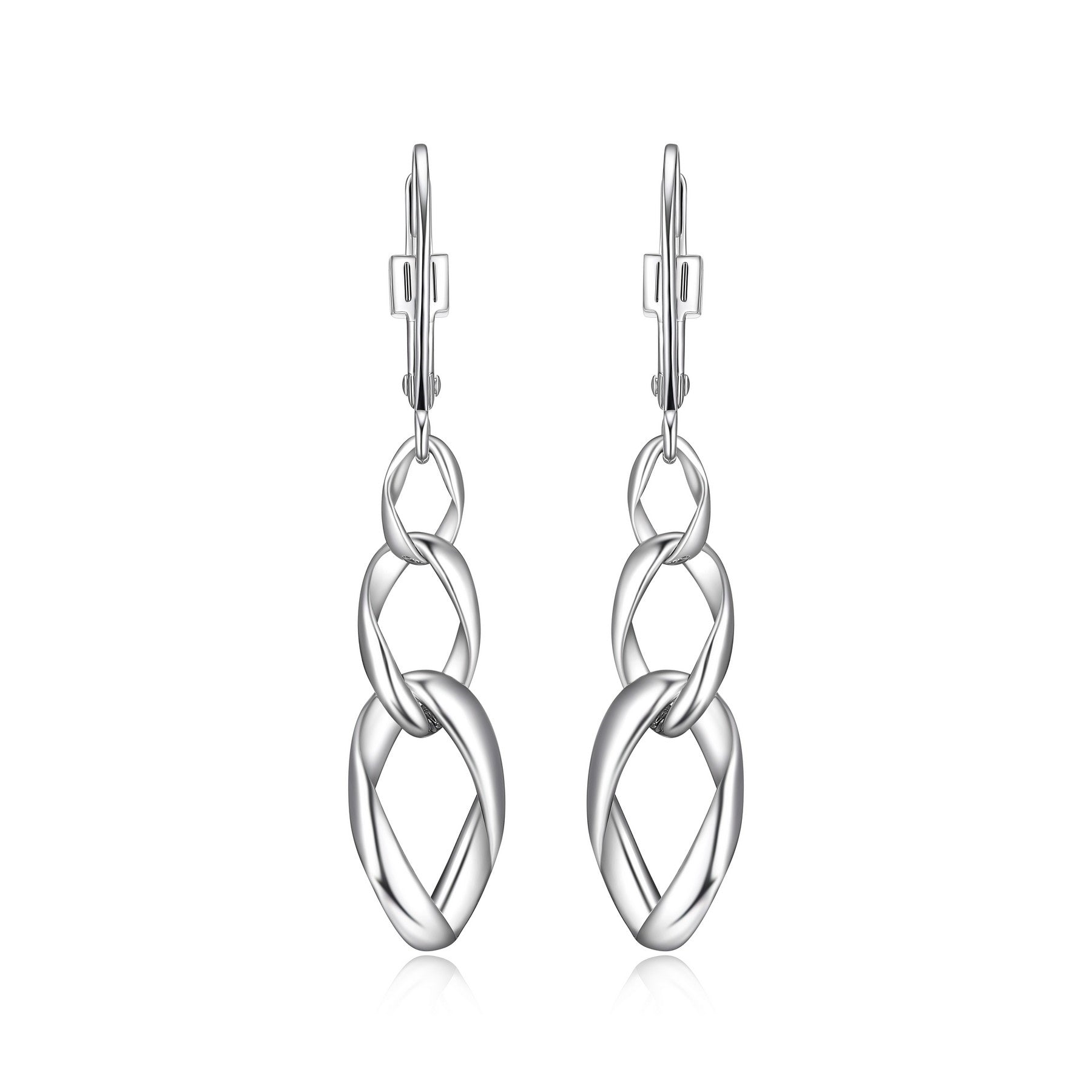 ELLE "Ovation" High Polish Multi-Link Dangle Earrings - Silver