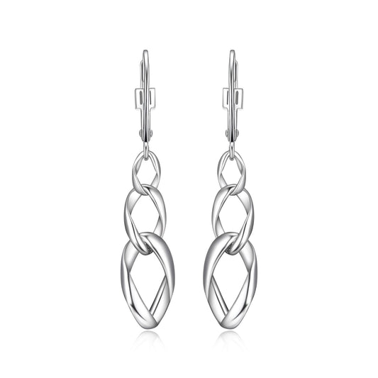 ELLE "Ovation" High Polish Multi-Link Dangle Earrings - Silver