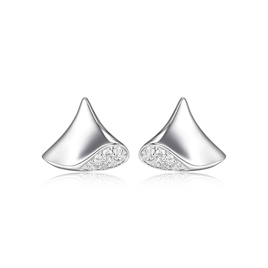 ELLE "Flamenco" Single Triangular with Cubic Zirconia Stud Earrings - Silver