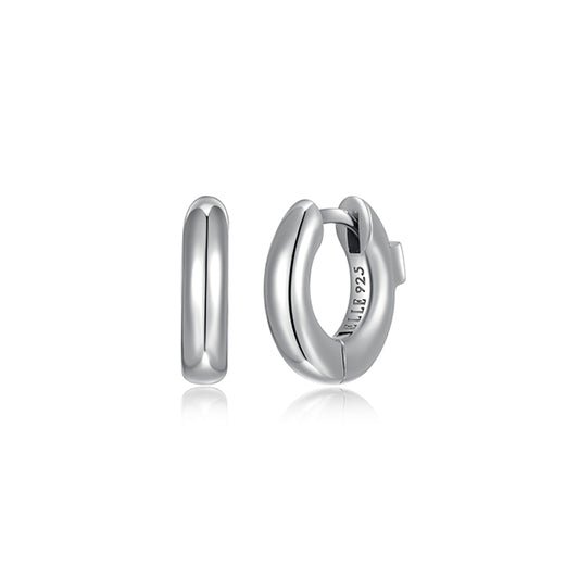 ELLE "Simpatico" 13mm Huggie Hoop Earrings - Silver