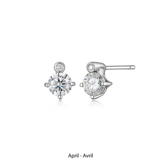 ELLE "Birthstone" April (Moissanite) and Lab Grown Diamond Earrings