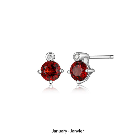 ELLE "Birthstone" January (Garnet) and Lab Grown Diamond Earrings